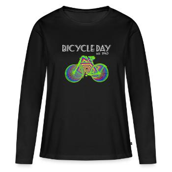 Bicycle Day LSD 1943 Albert Hofmann - Frauen Premium Bio Langarmshirt - Schwarz - Vorne - Julia (174cm)