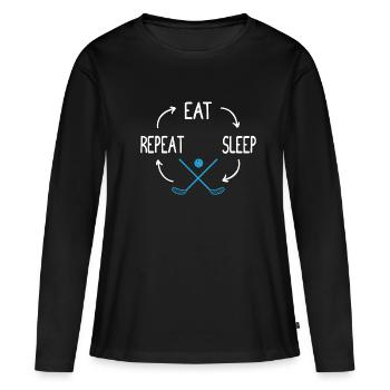 Eat Sleep Floorball Unihockey Floor Ball - Women's Premium Organic Long Sleeve Shirt - black - Front - Julia (174cm)