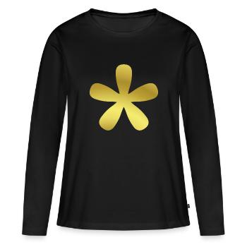 Idée cadeau astérisque fleur d’or astérisque or - T-shirt manches longues Premium bio Femme - noir - Devant - Julia (174cm)