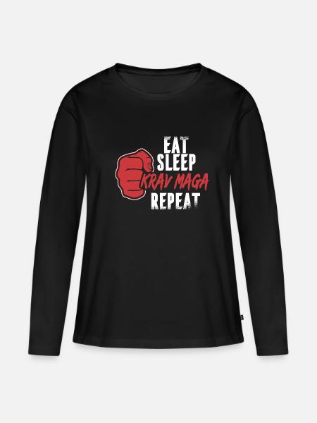 Krav Maga Martial Arts Eat Sleep Krav Maga Fighter - Women's Premium Organic Long Sleeve Shirt - black