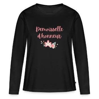 Demoiselle d'honneur - T-shirt manches longues Premium bio Femme - noir - Devant - Julia (174cm)