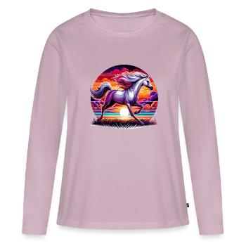Art du cheval arabe - T-shirt manches longues Premium bio Femme - rose poudré - Devant - Julia (174cm)