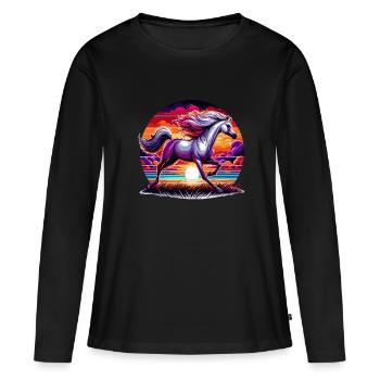 Arabische Pferdekunst - Frauen Premium Bio Langarmshirt - Schwarz - Vorne - Julia (174cm)