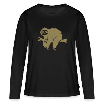 Minimalist sloth relaxing on a branch - Women's Premium Organic Long Sleeve Shirt - black - Front - Julia (174cm)