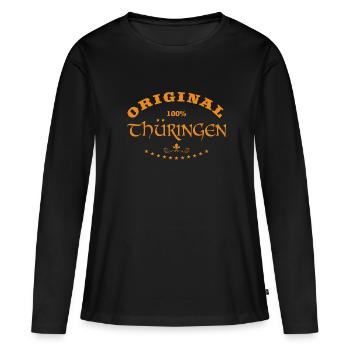 Original 100 % Thuringe | Thuringe | Thuringe - T-shirt manches longues Premium bio Femme - noir - Devant - Julia (174cm)