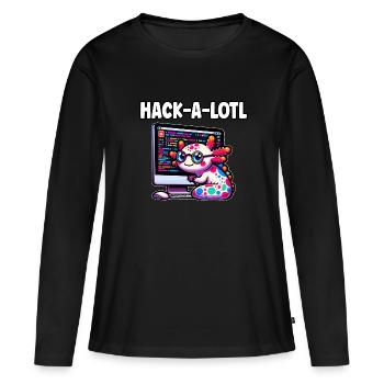 Cadeau de programmation drôle d’axolotl codage - T-shirt manches longues Premium bio Femme - noir - Devant - Julia (174cm)