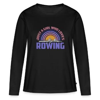 Bateau à rames - T-shirt manches longues Premium bio Femme - noir - Devant - Julia (174cm)