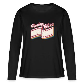 Retro Photographer Vintage Analog Vibes - Frauen Premium Bio Langarmshirt - Schwarz - Vorne - Julia (174cm)