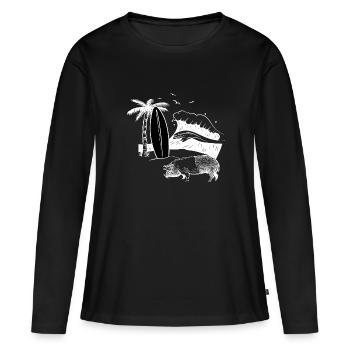 Pig Surfboard Surfboard Surfer Beach - Women's Premium Organic Long Sleeve Shirt - black - Front - Julia (174cm)