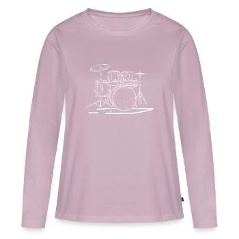 Batteries - T-shirt manches longues Premium bio Femme - rose poudré - Devant - Julia (174cm)
