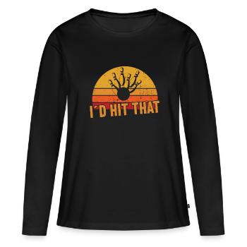 J’aurais frappé ça / Bowling - T-shirt manches longues Premium bio Femme - noir - Devant - Julia (174cm)