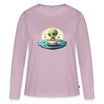 Green Alien Coffee Coffee Drinker - Women's Premium Organic Long Sleeve Shirt - dusky pink - Front - Julia (174cm)