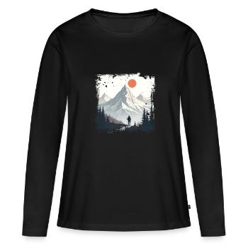 Wanderer in den Bergen Ich Liebe Wandern Und Natur - Frauen Premium Bio Langarmshirt - Schwarz - Vorne - Julia (174cm)
