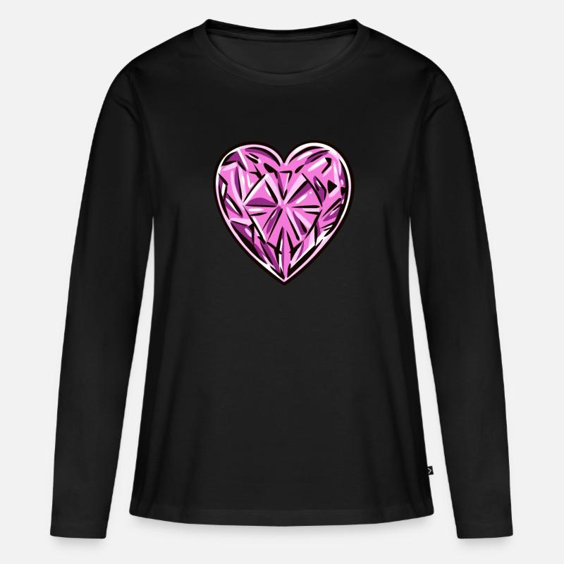 Diamant Edelstein - Frauen Premium Bio Langarmshirt - Schwarz