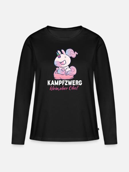 Kampfzwerg Klein aber Oha - Geschenk kleine Frau - Frauen Premium Bio Langarmshirt - Schwarz