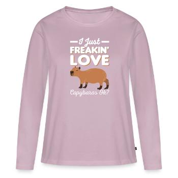 Capybara - Frauen Premium Bio Langarmshirt - Altrosa - Vorne - Julia (174cm)