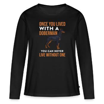 Dobermann - Frauen Premium Bio Langarmshirt - Schwarz - Vorne - Julia (174cm)