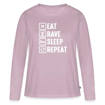 Techno Musique Rave - T-shirt manches longues Premium bio Femme - rose poudré - Devant - Julia (174cm)