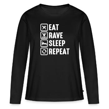 Techno Musik Rave - Frauen Premium Bio Langarmshirt - Schwarz - Vorne - Julia (174cm)