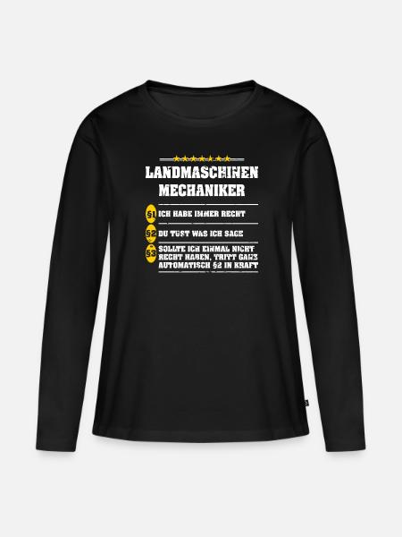 Landmaschinenmechaniker haben immer Recht - Frauen Premium Bio Langarmshirt - Schwarz