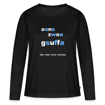 bayerischer Trinkspruch, Bierzelt - Frauen Premium Bio Langarmshirt - Schwarz - Vorne - Julia (174cm)