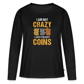 Jeu de pièces De monnaie Collection de pièces De monnaie Collecteur de pièces - T-shirt manches longues Premium bio Femme - noir - Devant - Julia (174cm)