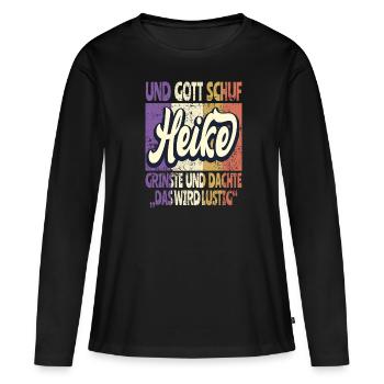 Heike Name Geschenk Geburtstag - Frauen Premium Bio Langarmshirt - Schwarz - Vorne - Julia (174cm)