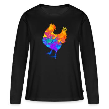 Poulets Poulet Éleveur de Poulets Éleveur de Poulets - T-shirt manches longues Premium bio Femme - noir - Devant - Julia (174cm)