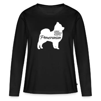 Pomeraner Hund Herrchen Hundehalter - Frauen Premium Bio Langarmshirt - Schwarz - Vorne - Julia (174cm)
