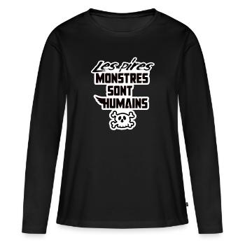 Les pires monstres sont humain halloween - T-shirt manches longues Premium bio Femme - noir - Devant - Julia (174cm)