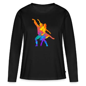 Danse de couple Danseurs de danse Salle de bal Tango - T-shirt manches longues Premium bio Femme - noir - Devant - Julia (174cm)