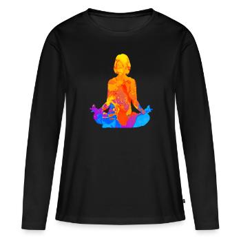 Méditation Méditation Yoga Femmes Relaxation - T-shirt manches longues Premium bio Femme - noir - Devant - Julia (174cm)