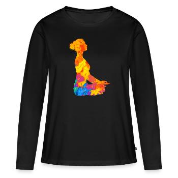 Méditation Méditation Yoga Femmes Relaxation - T-shirt manches longues Premium bio Femme - noir - Devant - Julia (174cm)