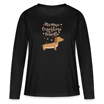 Funny Proud Dachshund Mama Gift - Women's Premium Organic Long Sleeve Shirt - black - Front - Julia (174cm)