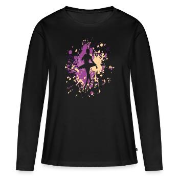 Éclaboussure de couleur de ballerine de danse - T-shirt manches longues Premium bio Femme - noir - Devant - Julia (174cm)