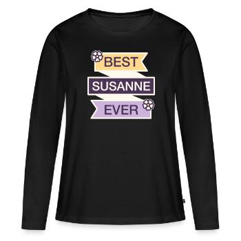 Nom Susanne Cadeau Prénom Nom Anniversaire Dire - T-shirt manches longues Premium bio Femme - noir - Devant - Julia (174cm)