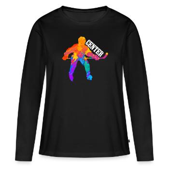 Icehockey Icehockeyspieler Center Geschenk - Frauen Premium Bio Langarmshirt - Schwarz - Vorne - Julia (174cm)