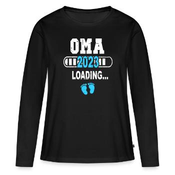 Werdende Oma Schwangerschaft Verkünden Baby Party - Frauen Premium Bio Langarmshirt - Schwarz - Vorne - Julia (174cm)