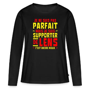 FOOT LENS SUPPORTER Je ne suis pas parfait - T-shirt manches longues Premium bio Femme - noir - Devant - Julia (174cm)