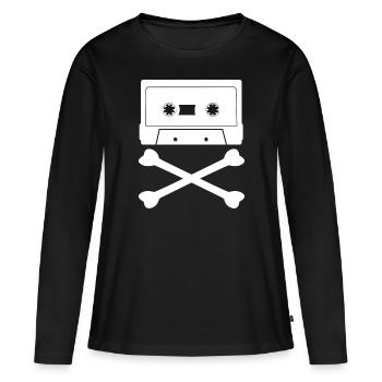 MC Audiocassette ist tot - Knochen 80er Jahre - Frauen Premium Bio Langarmshirt - Schwarz - Vorne - Julia (174cm)