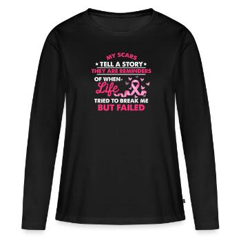 Mes cicatrices racontent une histoire comme moi - T-shirt manches longues Premium bio Femme - noir - Devant - Julia (174cm)