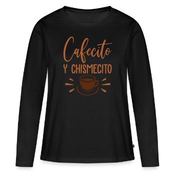Cafecito y chismecito- Latina Power - Frauen Premium Bio Langarmshirt - Schwarz - Vorne - Julia (174cm)