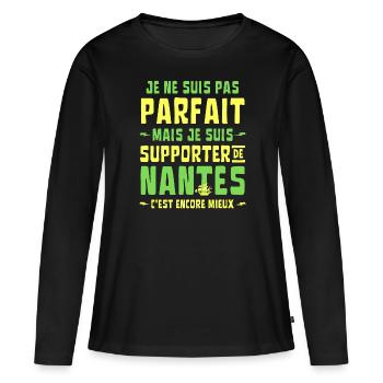 Nantes Football Supporter Je ne suis pas Parfait - T-shirt manches longues Premium bio Femme - noir - Devant - Julia (174cm)