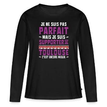 Football Supporter de Toulouse Pas Parfait - T-shirt manches longues Premium bio Femme - noir - Devant - Julia (174cm)