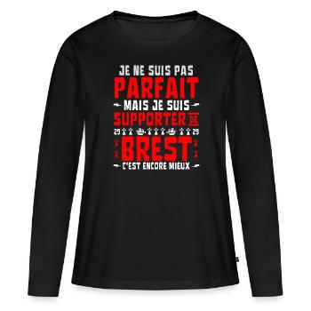 Supporter Brest Ultras Football - T-shirt manches longues Premium bio Femme - noir - Devant - Julia (174cm)