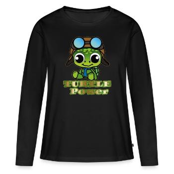 Turtle Power - Frauen Premium Bio Langarmshirt - Schwarz - Vorne - Julia (174cm)