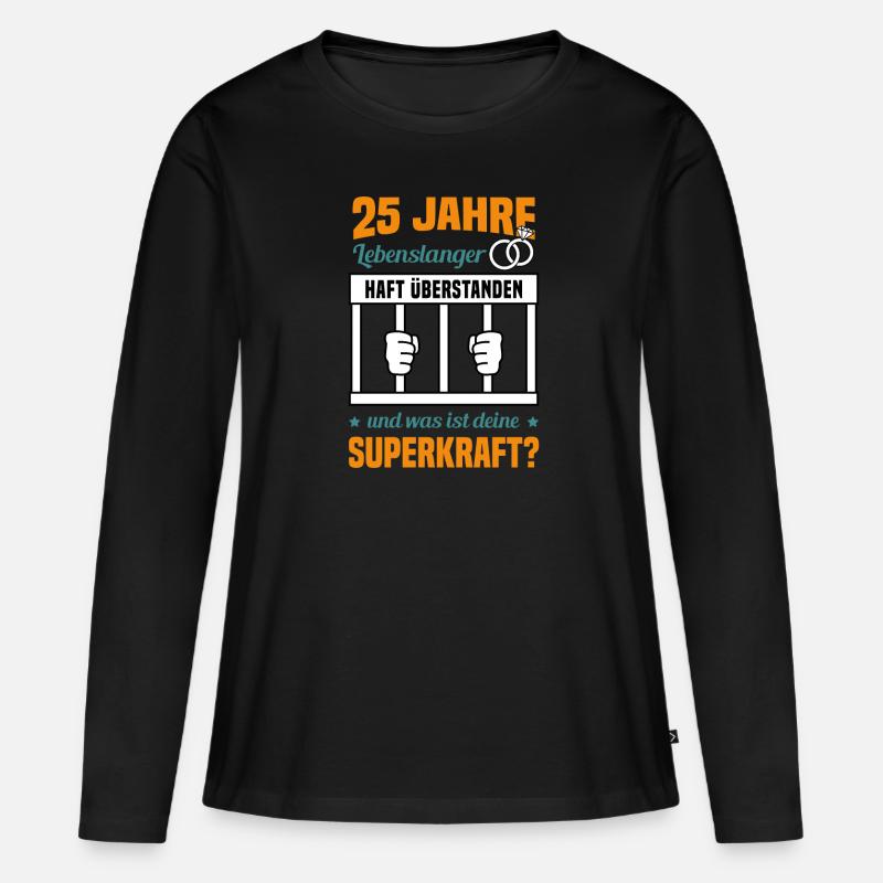 Hochzeitstag Jubiläum Verheiratet Ehe Ehemann - Frauen Premium Bio Langarmshirt - Schwarz