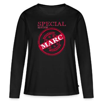 Je m’appelle Marc, je m’appelle Marc Idée cadeau spéciale - T-shirt manches longues Premium bio Femme - noir - Devant - Julia (174cm)