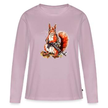 Eichhörnchen ist entschlossen und schwer bewaffnet - Frauen Premium Bio Langarmshirt - Altrosa - Vorne - Julia (174cm)