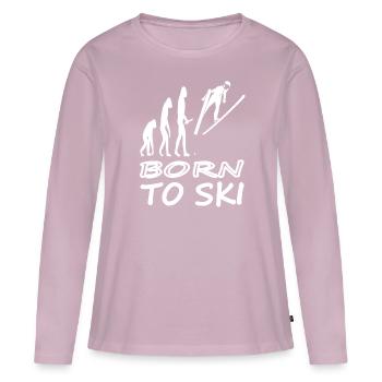 Ski Homo Sapien Ski Resort Moniteur de ski Cadeau - T-shirt manches longues Premium bio Femme - rose poudré - Devant - Julia (174cm)